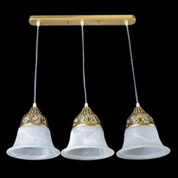Bronze-Anhänger mit drei Lichtern, Moiré-Glas, europäischer Klassiker