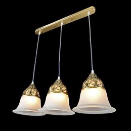 Bronze-Anhänger mit drei Lichtern, Moiré-Glas, europäischer Klassiker