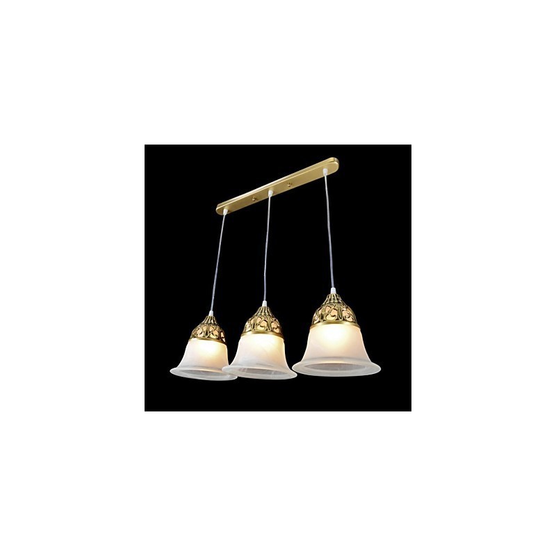 Bronze-Anhänger mit drei Lichtern, Moiré-Glas, europäischer Klassiker
