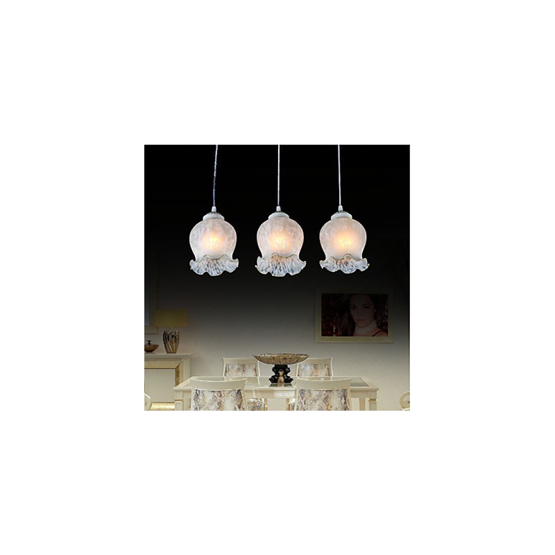 Pendelleuchte Weiß Drei Lichter Europäische Retro Klassisch