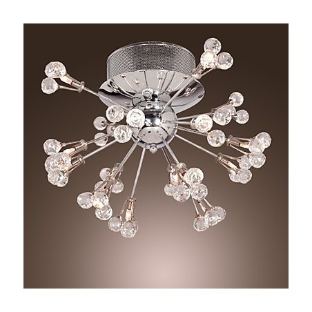 Moderne zeitgenössische Kristall Chrom Metall Unterputz