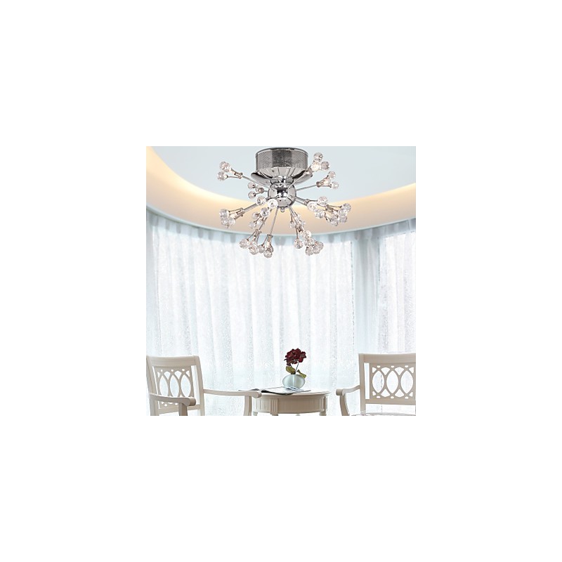 Moderne zeitgenössische Kristall Chrom Metall Unterputz