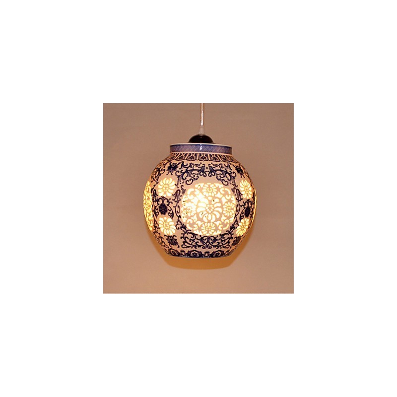 Retro Keramik lampe lampe Treppe Blau Single Head Kronleuchter Kreative