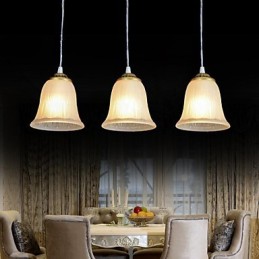 Bronze Anhänger Drei Lichter Muster Glas Schatten Europäischen Retro Klassische