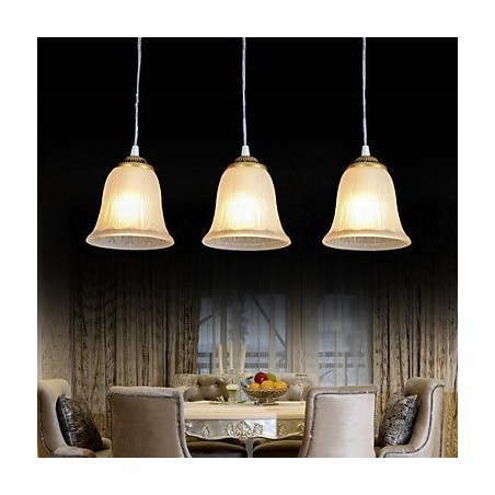Bronze Anhänger Drei Lichter Muster Glas Schatten Europäischen Retro Klassische Bronze Anhänger Drei Lichter Muster Glas Schatten Europäischen Retro Klassische