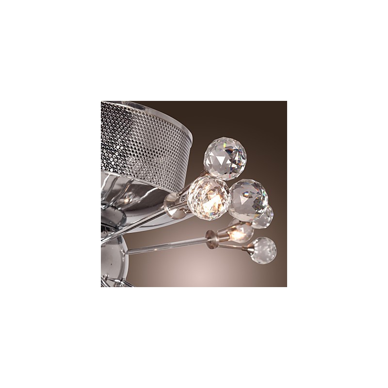 Moderne zeitgenössische Kristall Chrom Metall Unterputz