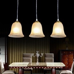 Bronze Anhänger Drei Lichter Muster Glas Schatten Europäischen Retro Klassische