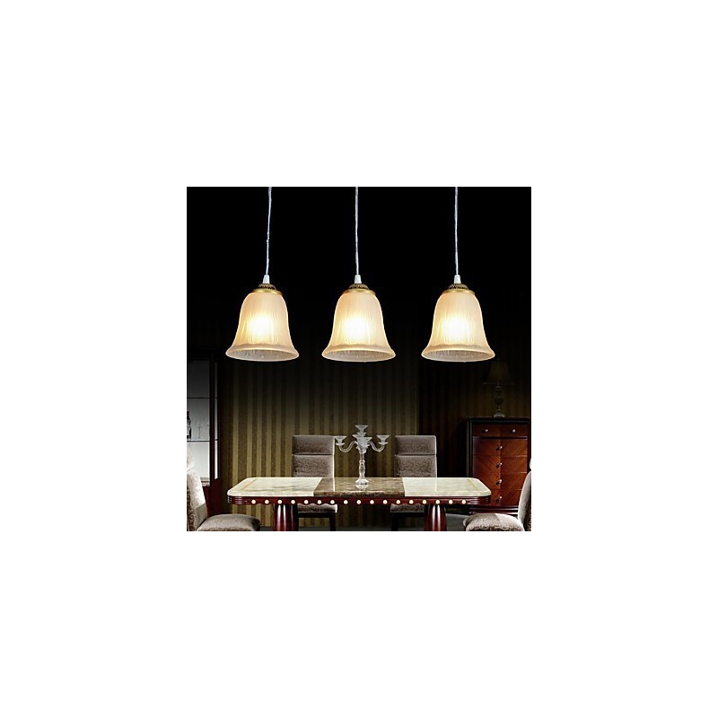 Bronze Anhänger Drei Lichter Muster Glas Schatten Europäischen Retro Klassische
