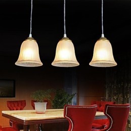 Bronze Anhänger Drei Lichter Muster Glas Schatten Europäischen Retro Klassische