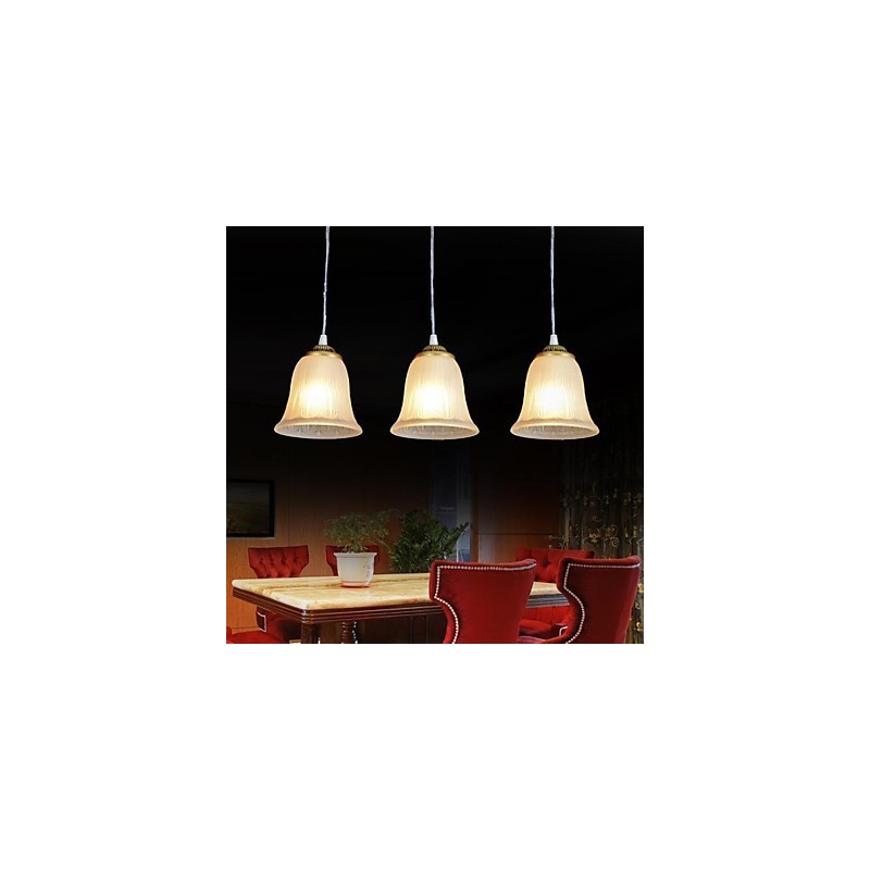 Bronze Anhänger Drei Lichter Muster Glas Schatten Europäischen Retro Klassische