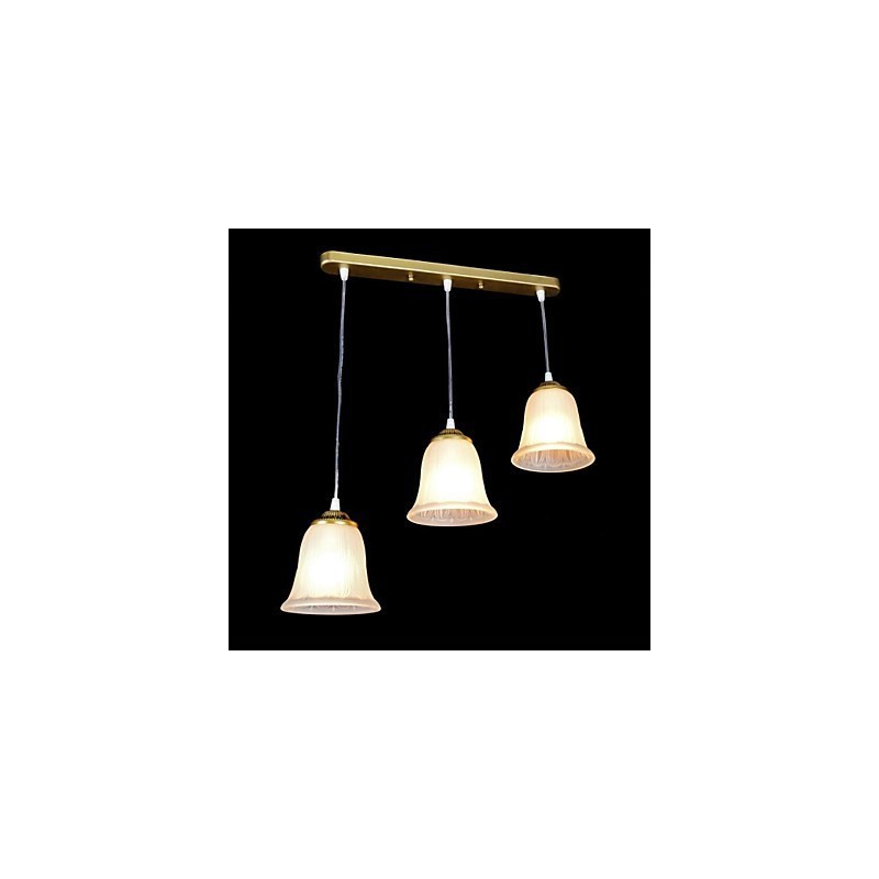 Bronze Anhänger Drei Lichter Muster Glas Schatten Europäischen Retro Klassische
