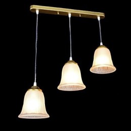 Bronze Anhänger Drei Lichter Muster Glas Schatten Europäischen Retro Klassische