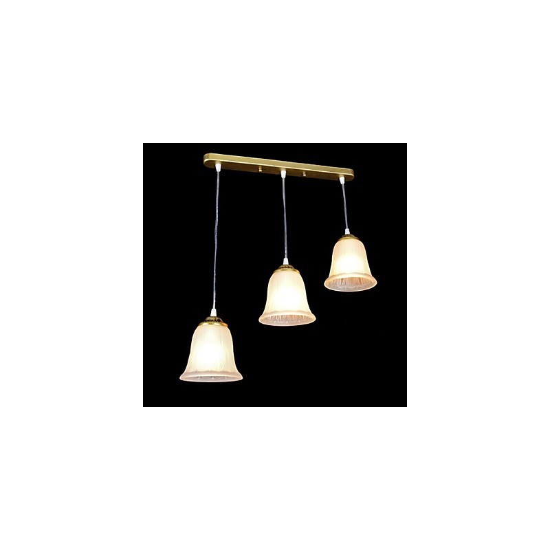 Bronze Anhänger Drei Lichter Muster Glas Schatten Europäischen Retro Klassische