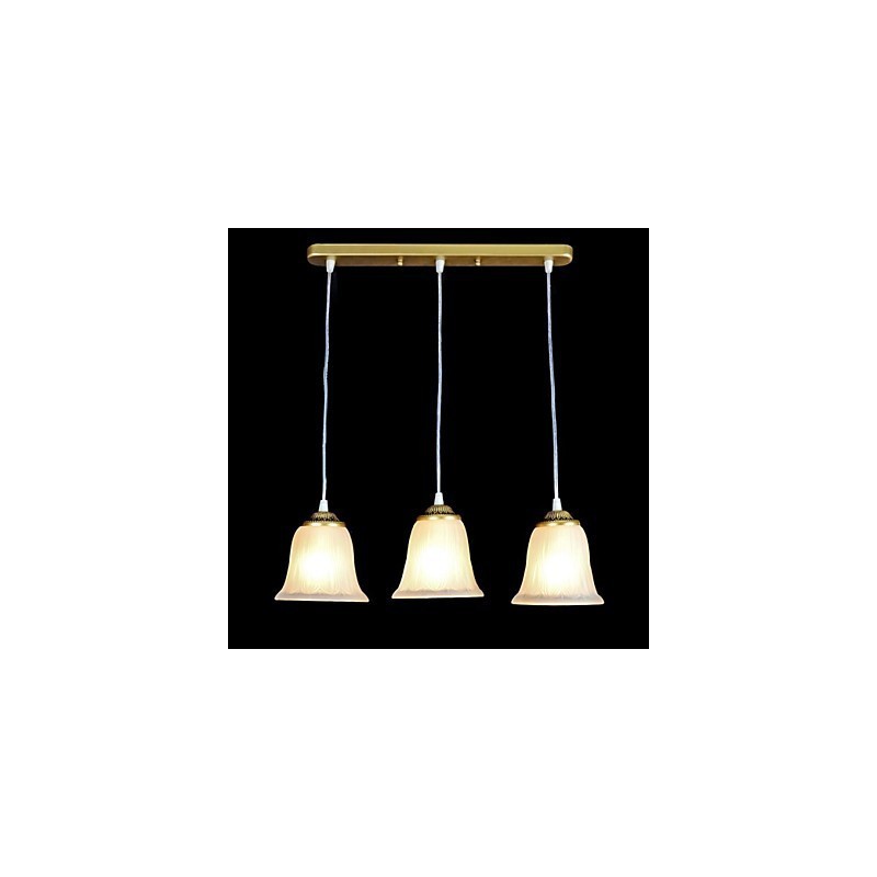 Bronze Anhänger Drei Lichter Muster Glas Schatten Europäischen Retro Klassische