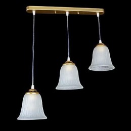 Bronze Anhänger Drei Lichter Muster Glas Schatten Europäischen Retro Klassische