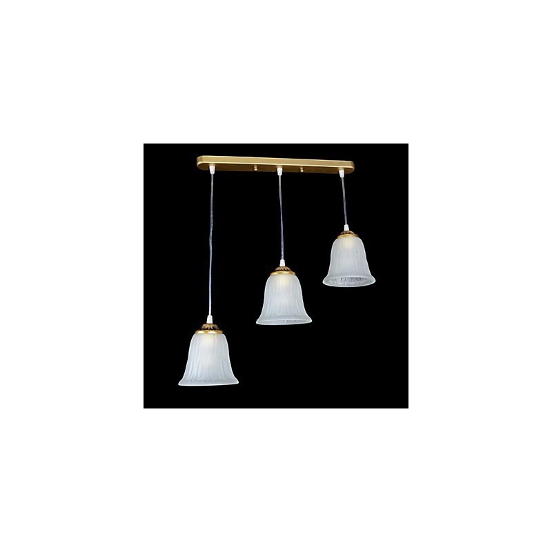 Bronze Anhänger Drei Lichter Muster Glas Schatten Europäischen Retro Klassische