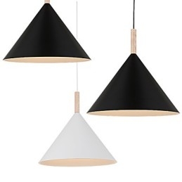 Mini Künstlerische Kegel Pendelleuchte 1 Licht Mordern Simplicity Finish Schwarz Weiß Aluminium & Holz Droplight