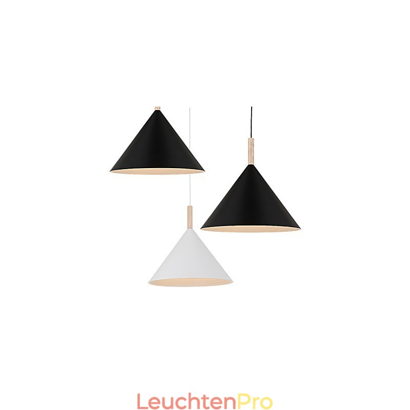 Mini Künstlerische Kegel Pendelleuchte 1 Licht Mordern Simplicity Finish Schwarz Weiß Aluminium & Holz Droplight