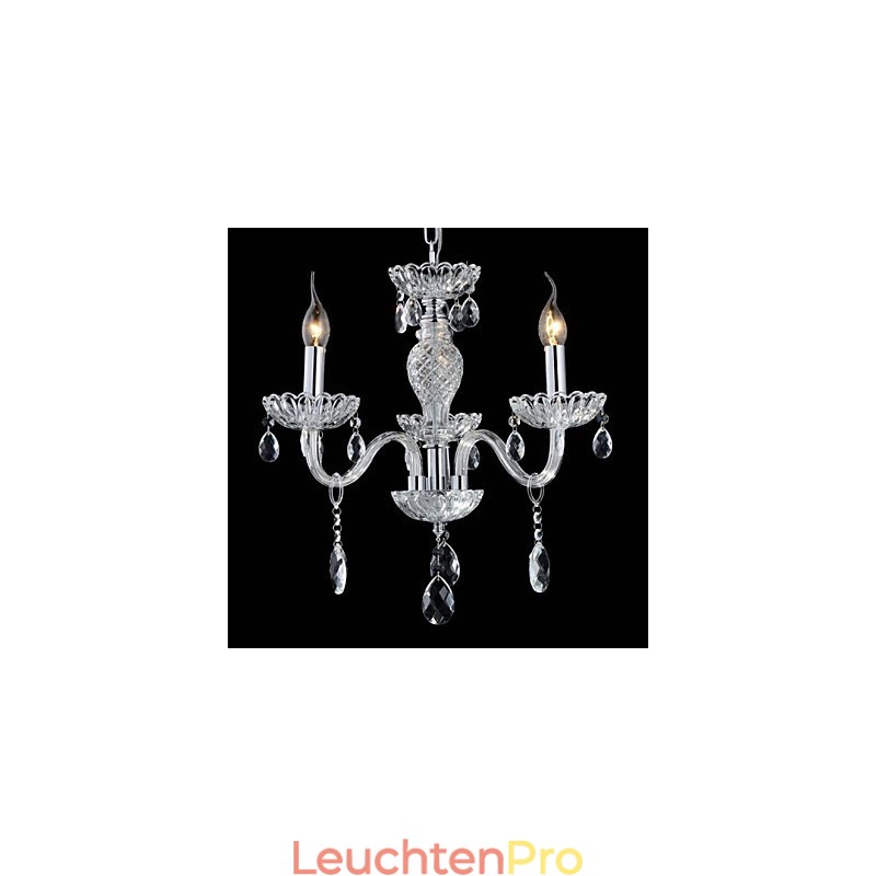 6-flammiger Kronleuchter im Palaststil aus Glas mit Kerzenbirne