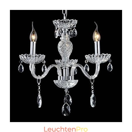 6-flammiger Kronleuchter im Palaststil aus Glas mit Kerzenbirne