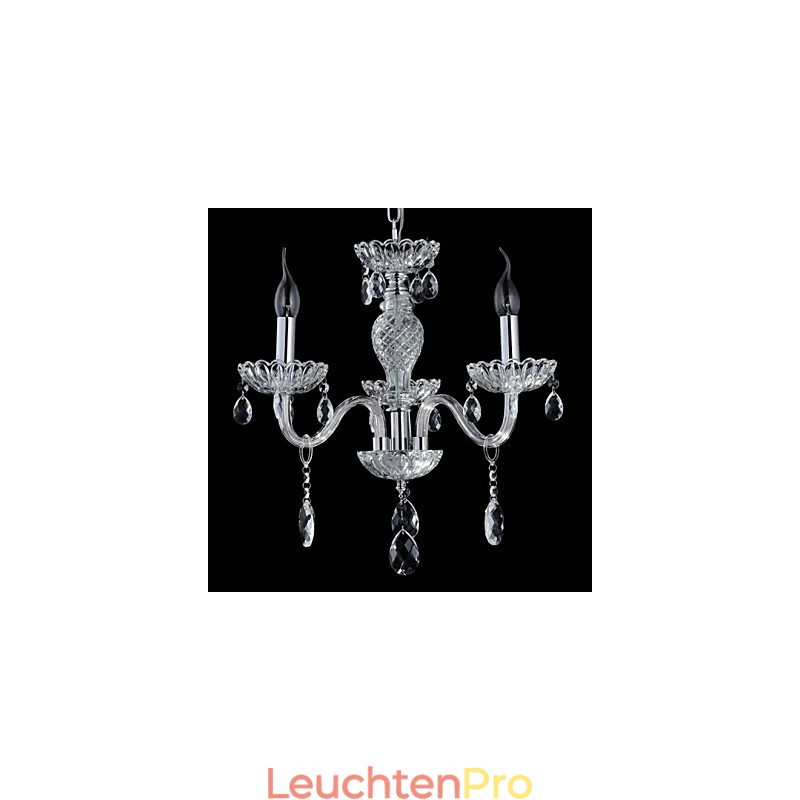 6-flammiger Kronleuchter im Palaststil aus Glas mit Kerzenbirne