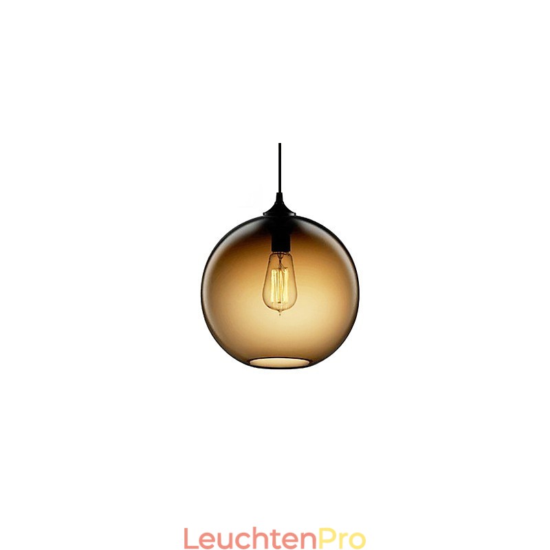 Moderne Glas-Pendelleuchte im runden braunen Blasen-Design