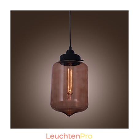 Moderne 70-W-Pendelleuchte aus Glas im transparenten Flaschendesign Moderne 70-W-Pendelleuchte aus Glas im transparenten Flaschendesign