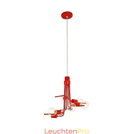 Charakteristische Pendelleuchte mit 6 Lichtern im nordamerikanischen Stil in Rot Charakteristische Pendelleuchte mit 6 Lichtern im nordamerikanischen Stil in Rot