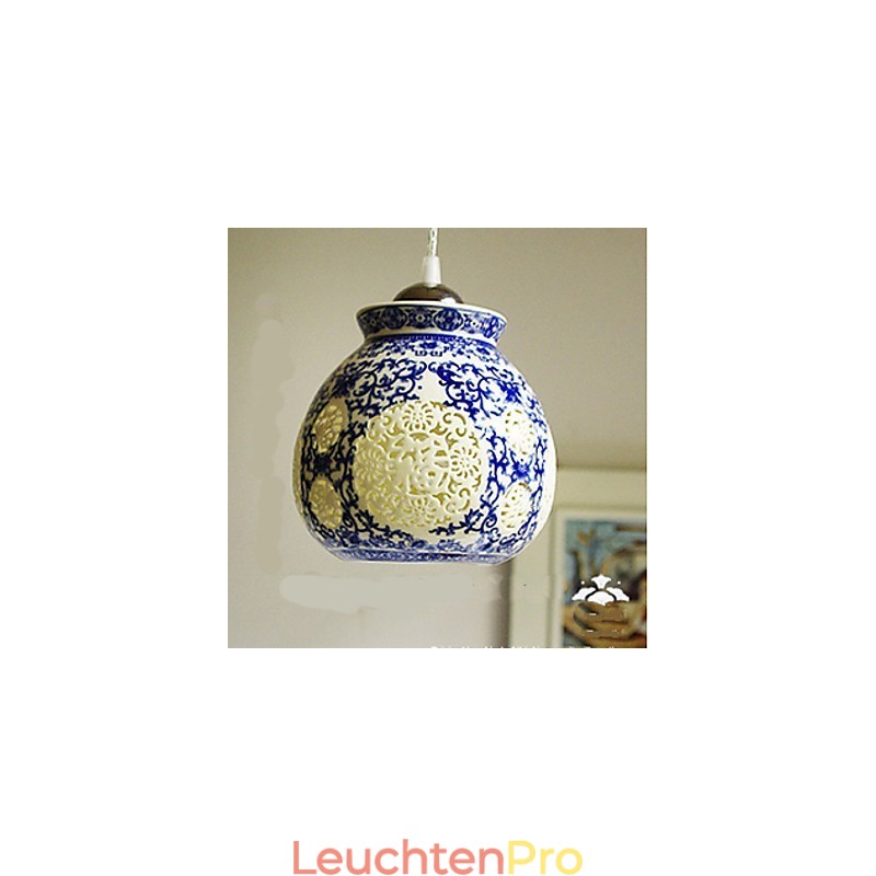 Retro Keramik lampe lampe Treppe Blau Single Head Kronleuchter Kreative