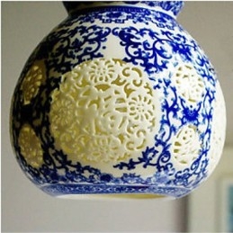 Retro Keramik lampe lampe Treppe Blau Single Head Kronleuchter Kreative