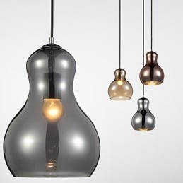 Kürbisförmige Pendelleuchte 1 Licht Moderne Schlichtheit Golden Chrom Roségold Bernstein Rauchgrau Glas & Kohlenstoffstahl