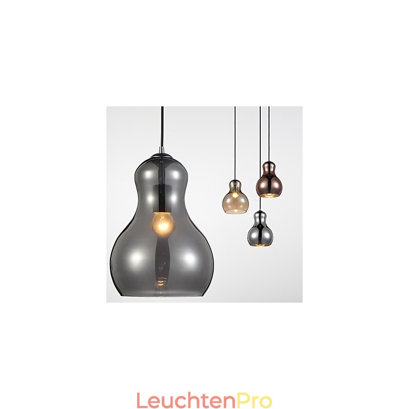 Kürbisförmige Pendelleuchte 1 Licht Moderne Schlichtheit Golden Chrom Roségold Bernstein Rauchgrau Glas & Kohlenstoffstahl