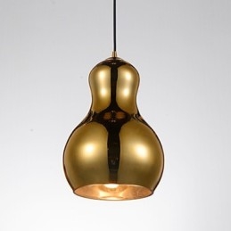 Kürbisförmige Pendelleuchte 1 Licht Moderne Schlichtheit Golden Chrom Roségold Bernstein Rauchgrau Glas & Kohlenstoffstahl