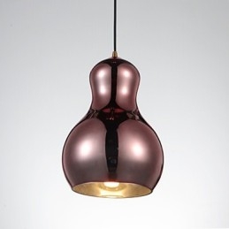 Kürbisförmige Pendelleuchte 1 Licht Moderne Schlichtheit Golden Chrom Roségold Bernstein Rauchgrau Glas & Kohlenstoffstahl