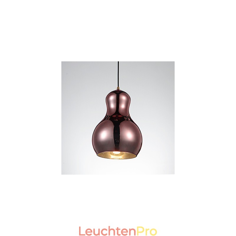Kürbisförmige Pendelleuchte 1 Licht Moderne Schlichtheit Golden Chrom Roségold Bernstein Rauchgrau Glas & Kohlenstoffstahl