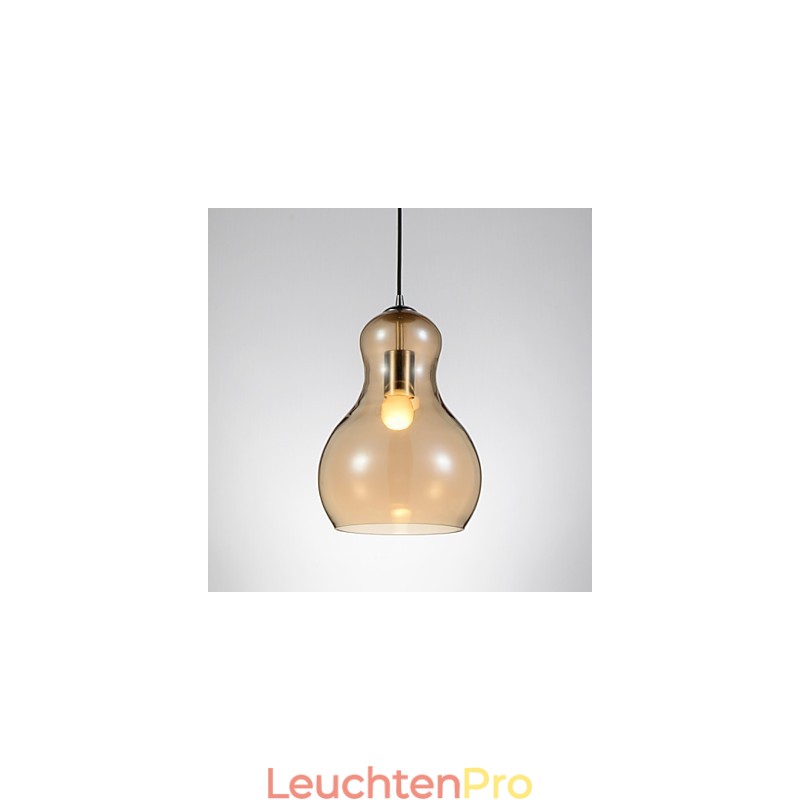 Kürbisförmige Pendelleuchte 1 Licht Moderne Schlichtheit Golden Chrom Roségold Bernstein Rauchgrau Glas & Kohlenstoffstahl