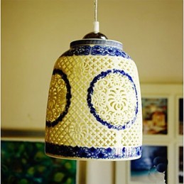 Retro Keramik lampe lampe Treppe Blau Single Head Kronleuchter Kreative