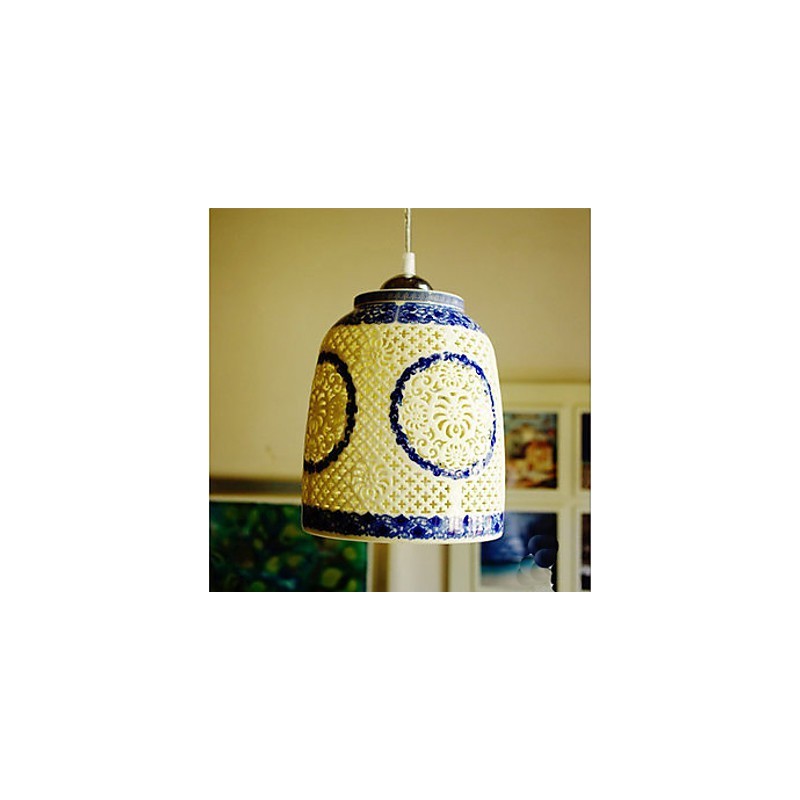 Retro Keramik lampe lampe Treppe Blau Single Head Kronleuchter Kreative
