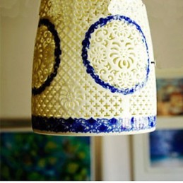 Retro Keramik lampe lampe Treppe Blau Single Head Kronleuchter Kreative