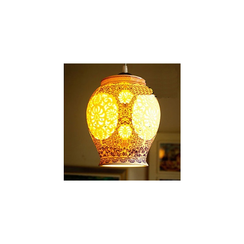 Retro Keramik lampe lampe Treppe Blau Single Head Kronleuchter Kreative