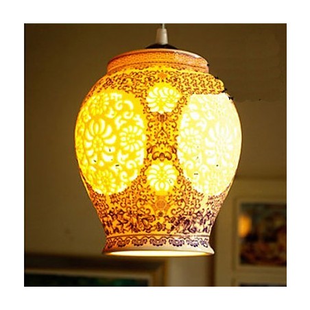 Retro Keramik lampe lampe Treppe Blau Single Head Kronleuchter Kreative