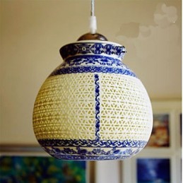 Retro Keramik lampe lampe Treppe Blau Single Head Kronleuchter Kreative
