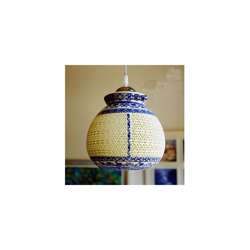 Retro Keramik lampe lampe Treppe Blau Single Head Kronleuchter Kreative
