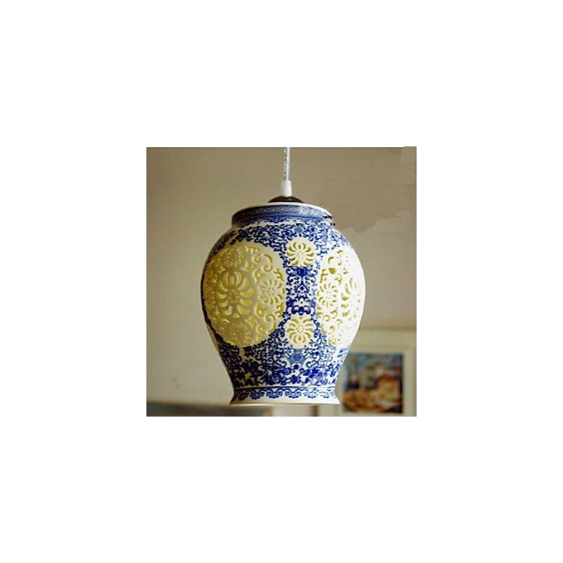 Retro Keramik lampe lampe Treppe Blau Single Head Kronleuchter Kreative