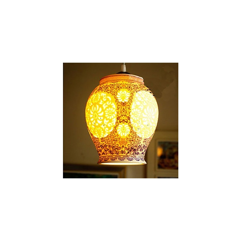 Retro Keramik lampe lampe Treppe Blau Single Head Kronleuchter Kreative