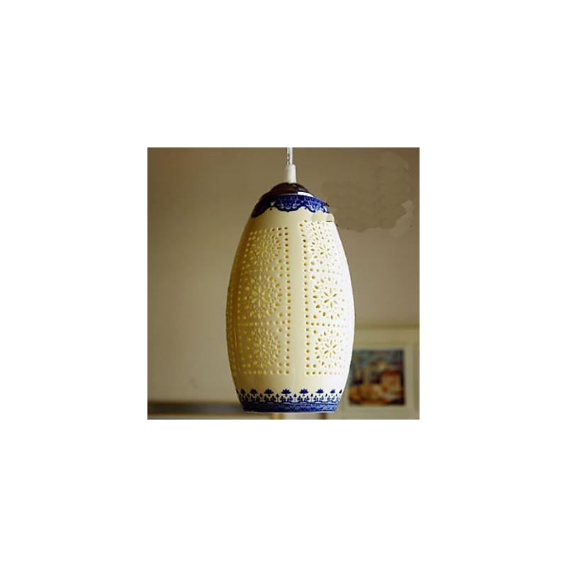 Retro Keramik lampe lampe Treppe Blau Single Head Kronleuchter Kreative