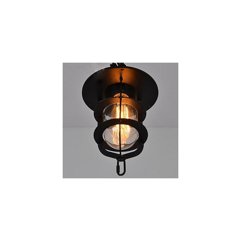 Mittlere Vintage Hängelampe in Käfigform aus Glas und Metall