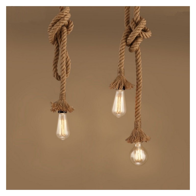 1 Licht DIY Kunst Hanfseil Licht Kreativ Hanfseil Kronleuchter Lang 100cm Senden 1 Glühbirne