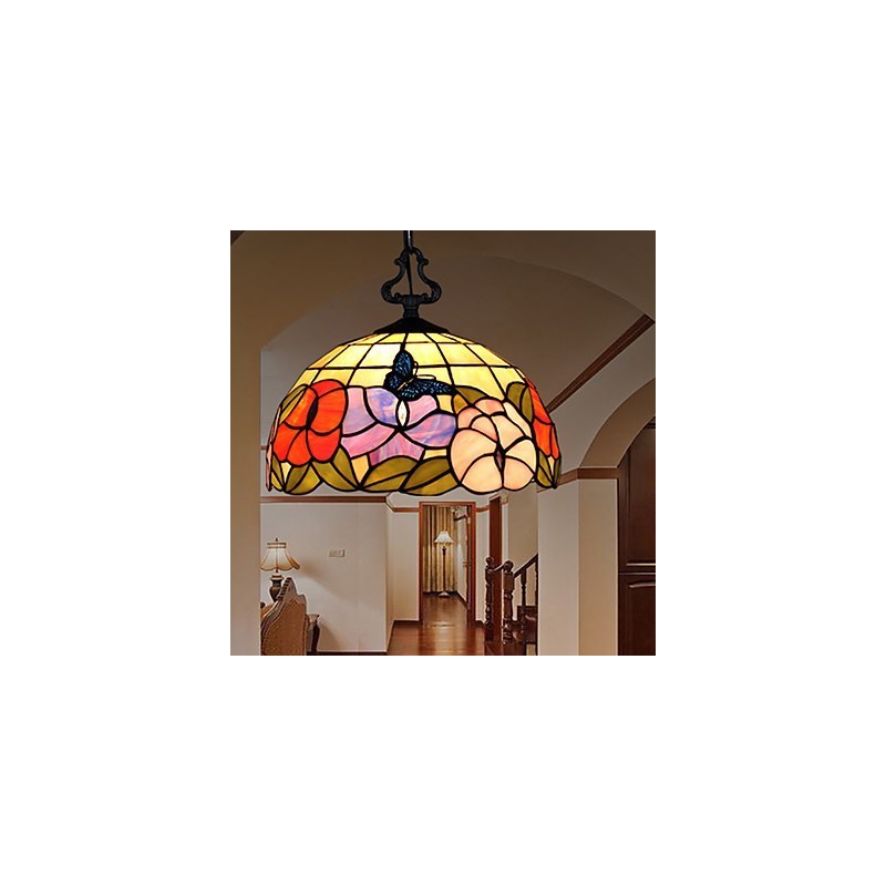 Ländliche kreative Kunst Buntglas-Kronleuchter Wiederherstellung der alten Weisen Lampe Licht
