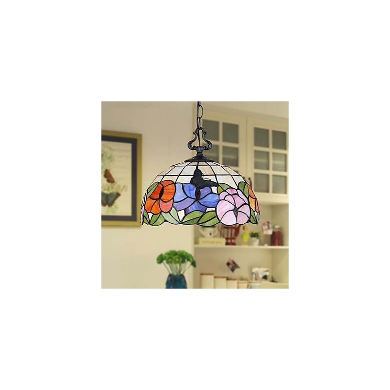 Ländliche kreative Kunst Buntglas-Kronleuchter Wiederherstellung der alten Weisen Lampe Licht